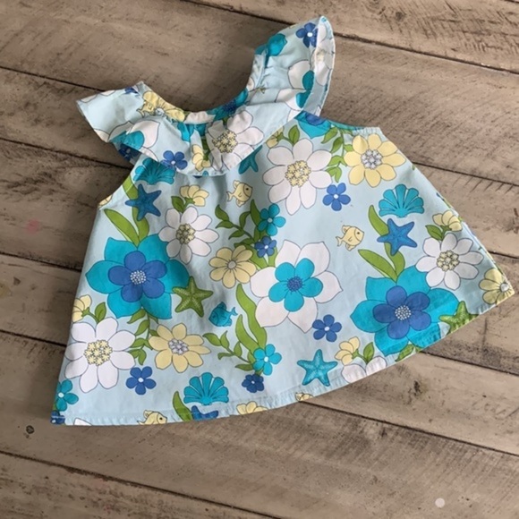 Gymboree Floral Ocean Top Blue 12 18 months - Picture 2 of 4